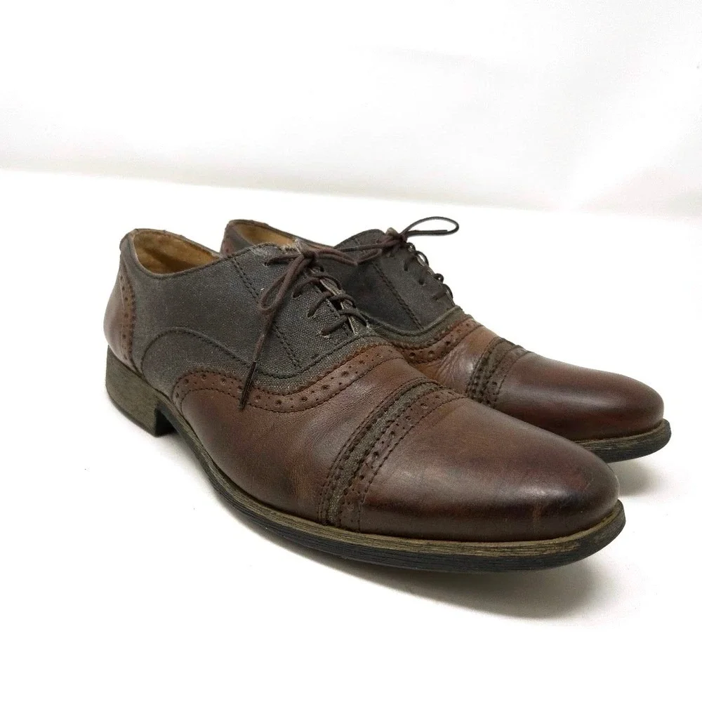 Steve Madden Cabal Leather Oxford Shoes Men's 11D Brown Handcrafted - Picture 2 of 11